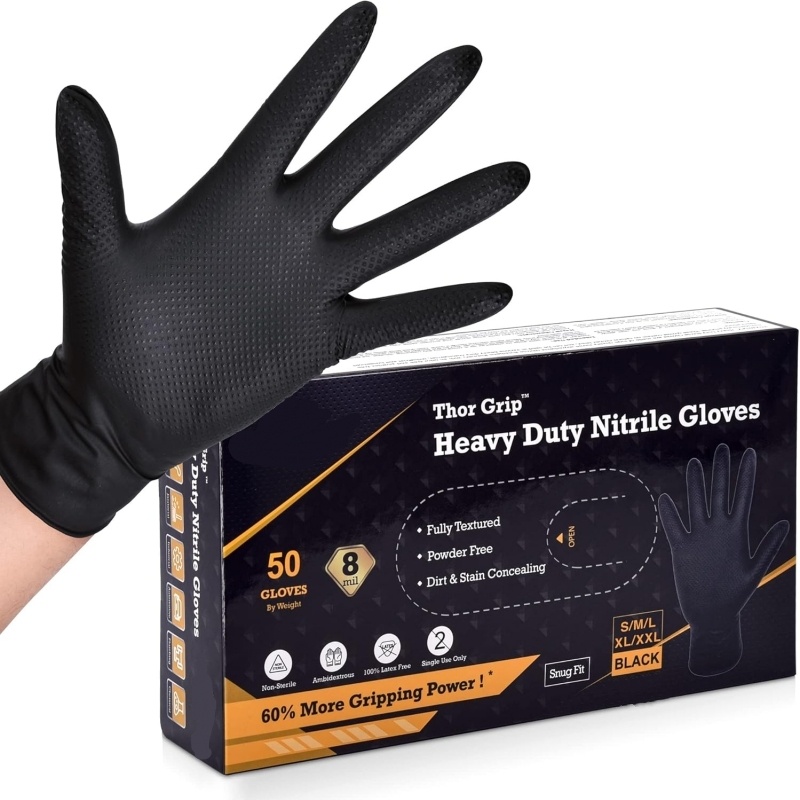 Nitrile Mechanic Glove - قفازات النتريل السوداء شديدة التحمل 10/30/50
