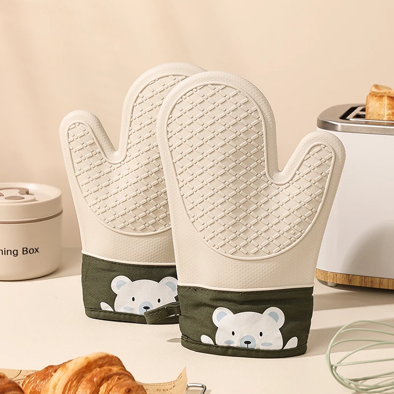 Oven Mitt Silicone - قفازات سيليكون عازلة للحرارة، سميكة، مضادة