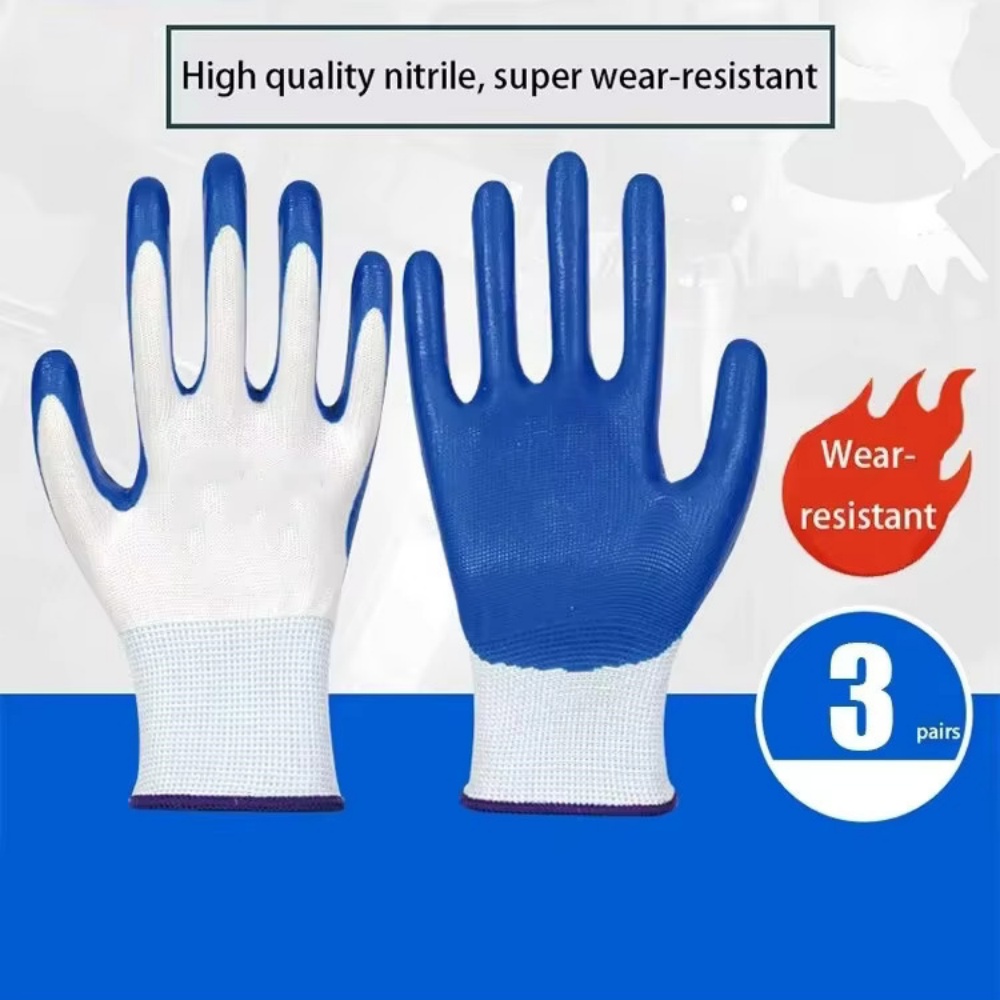Nitrile Mechanic Glove - 3 أزواج من قفازات النتريل غير