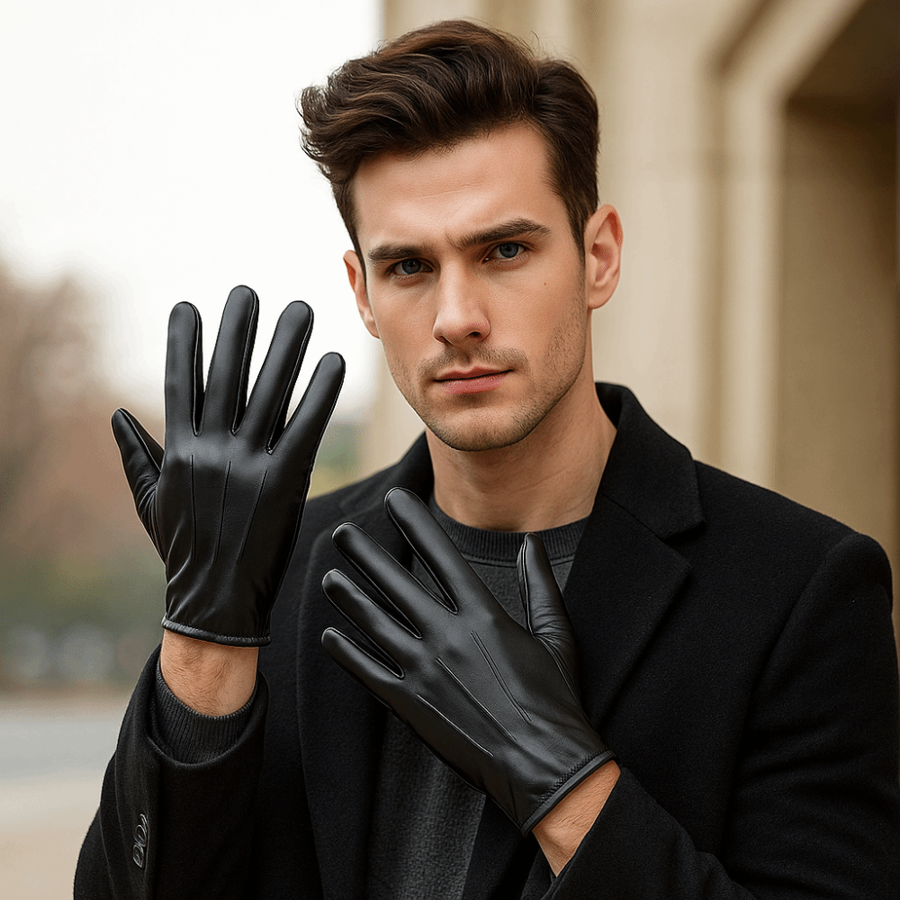 Leather Driving Glove - قفازات قيادة سوداء عصرية، قفازات أنيقة
