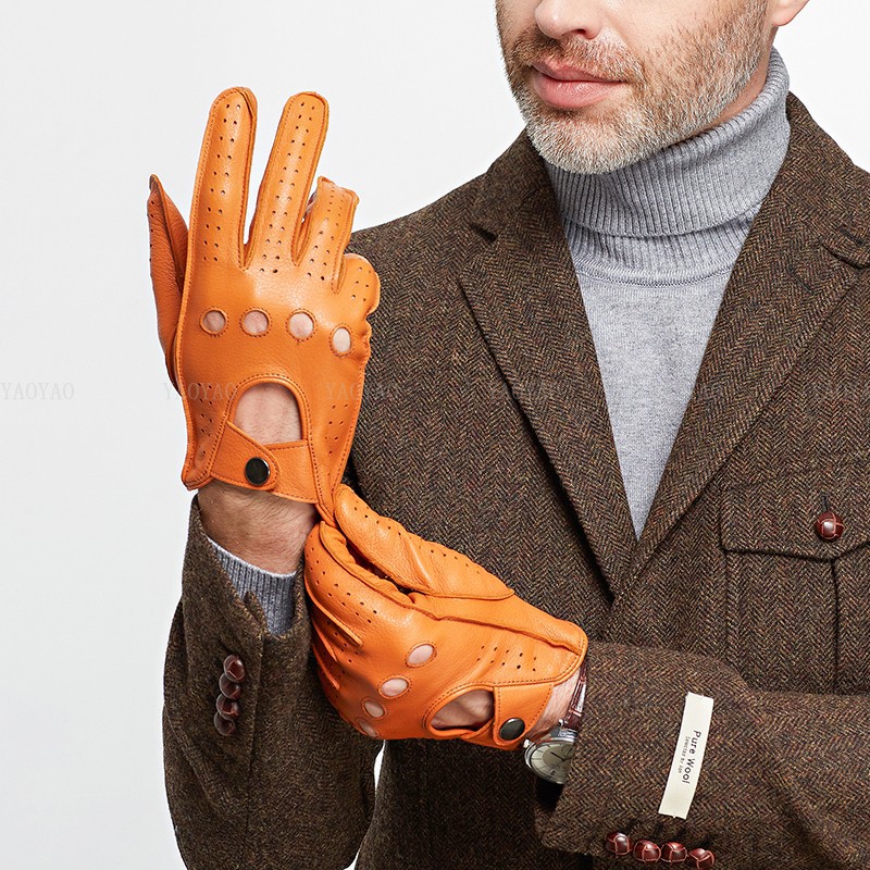 Leather Driving Glove - الإكسسوارات الذكور الربيع جلد طبيعي قفاز