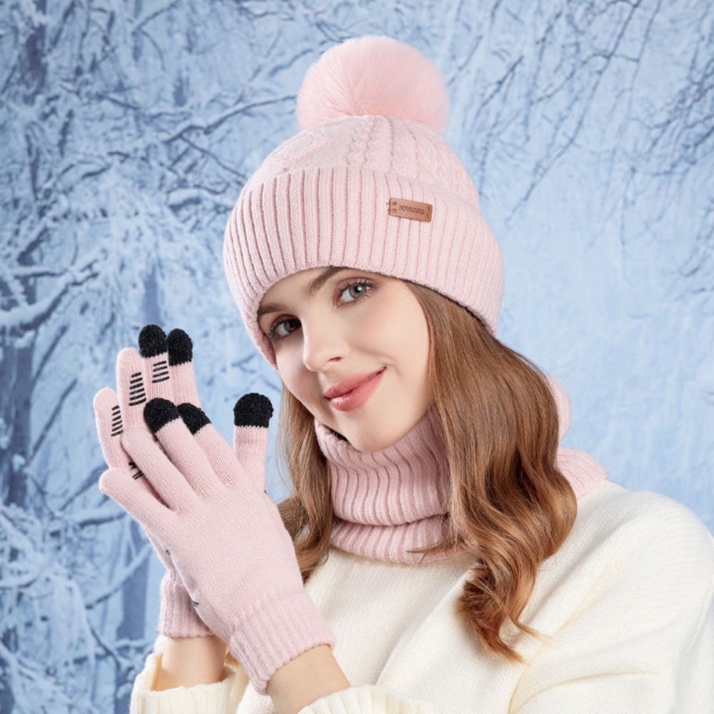 Wool Glove Lined - طقم من 3 قطع: قبعة وشاح