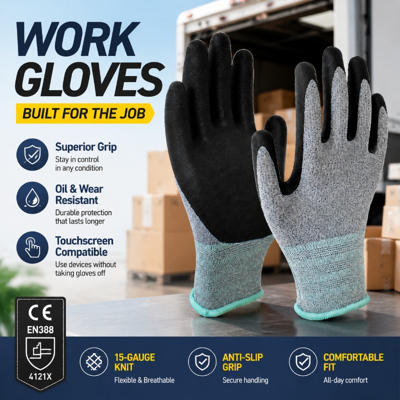 Nitrile Mechanic Glove - قفازات عمل مطلية بالنتريل مصنوعة من