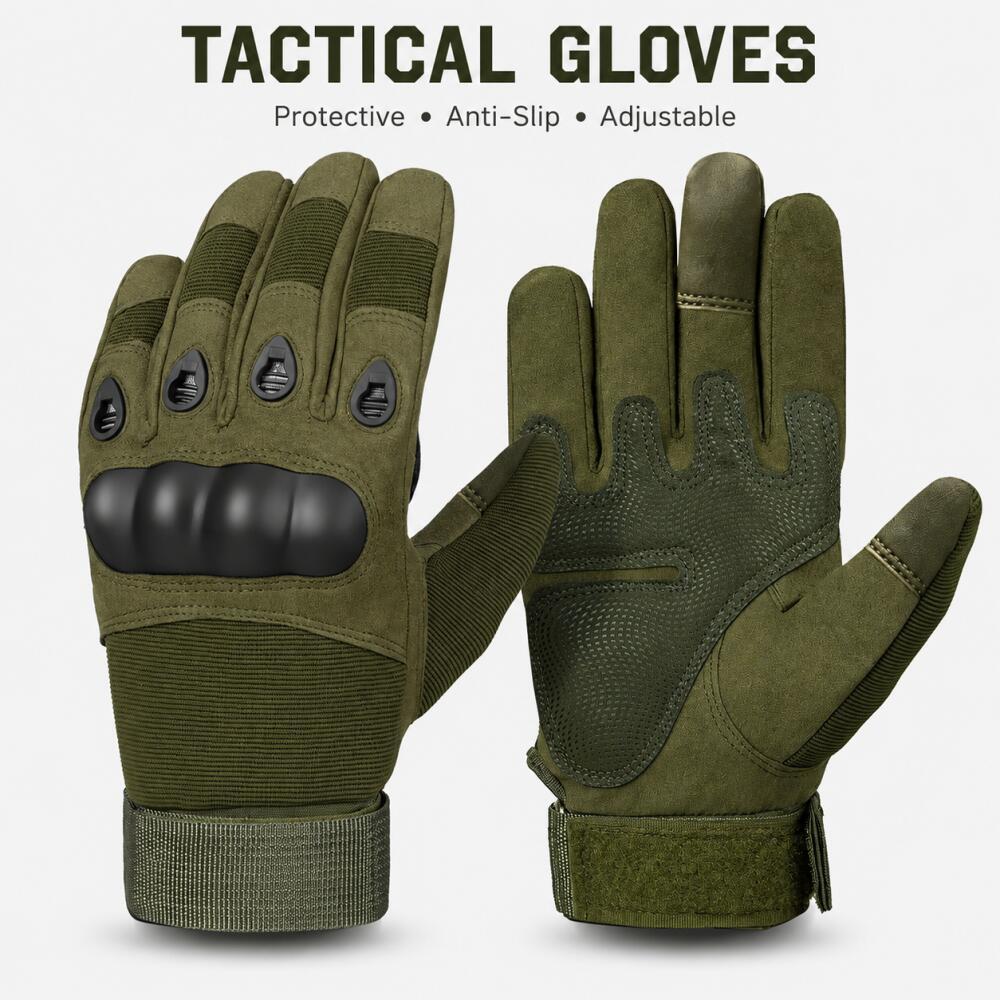 Motorcycle Glove Knuckle - قفازات تكتيكية كاملة الأصابع مع مفاصل