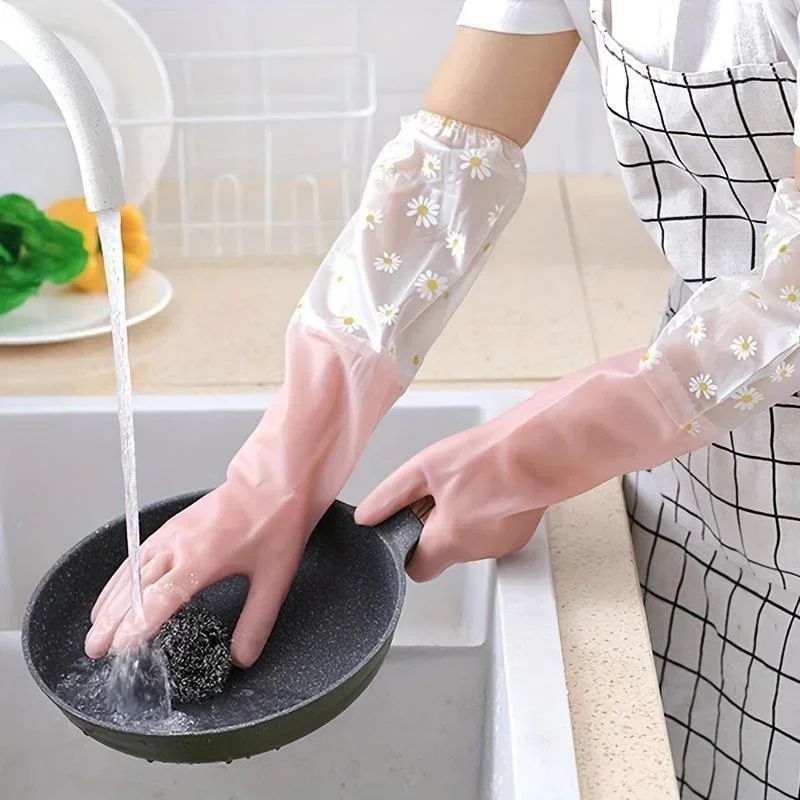 قفازات مطاطية طويلة الأكمام لل - مراجعة Dish Glove Rubber وسعره