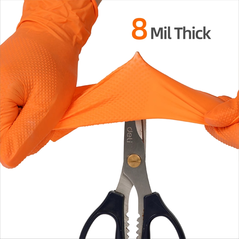 8mil الثقيلة الصناعية البرتقال - مراجعة Nitrile Mechanic Glove وسعره